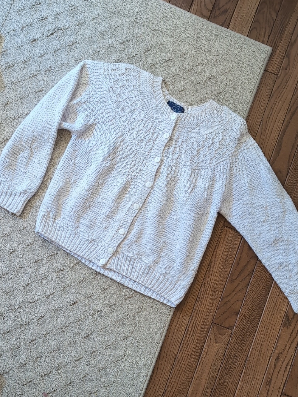 Vintage Woolrich Cream Textured Yoke Button-Front Cardigan